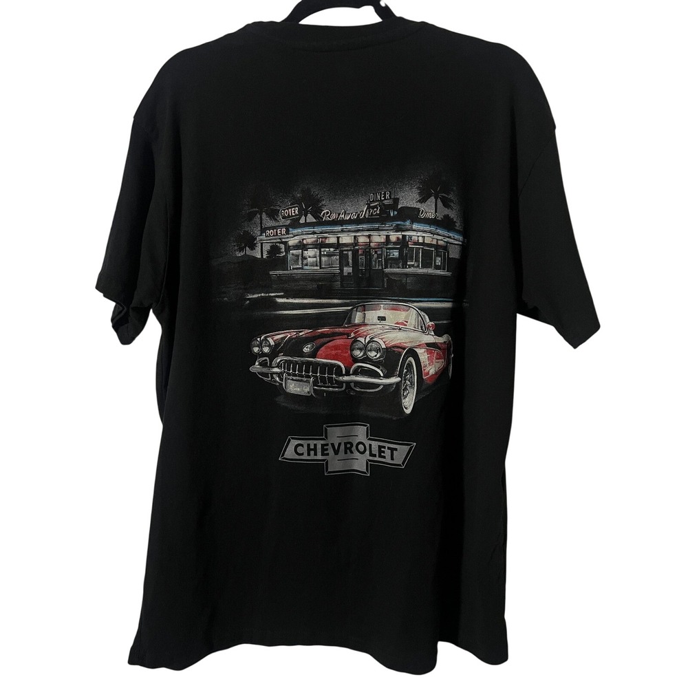 Chevrolet Corvette Graphic T-Shirt XL Retro Diner Classic Car Black